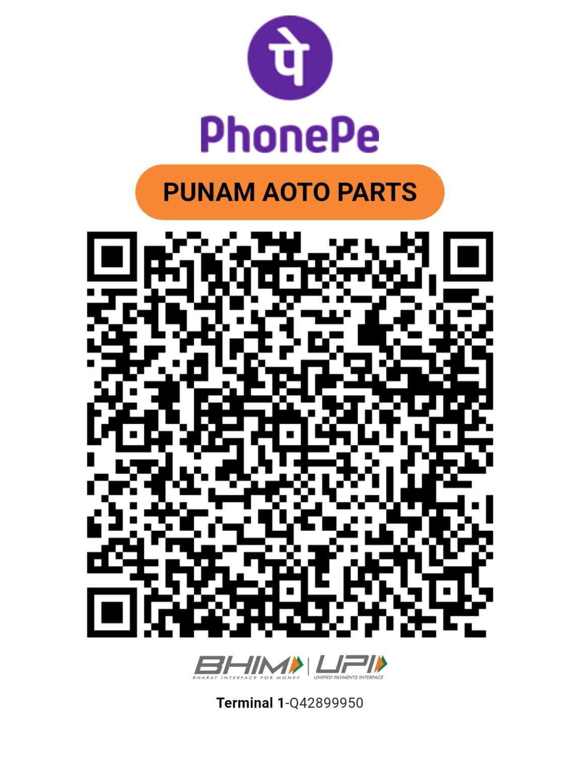PUNAM AUTO PARTS PhonePe Business QR Code